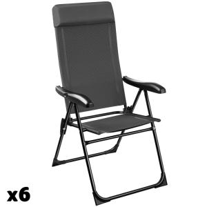 Lot 6 chaises de camping pliables en aluminium avec appui-t…
