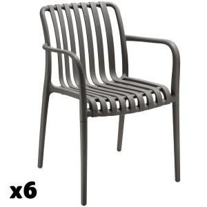 Lot 6 chaises de jardin empilables et résistantes aux intem…