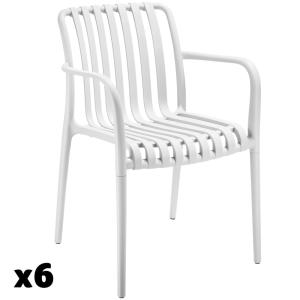 Lot 6 chaises de jardin empilables résistantes aux intempér…