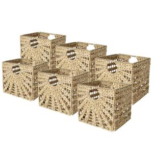 Lot 6 paniers pliables jonc de mer motif soleil 31 x 31 x 3…