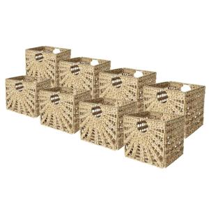 Lot 8 paniers pliales jonc de mer naturel motif soleil 31x3…