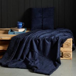 Lot coussin carré et plaid effet sherpa  125x150   45x45cm