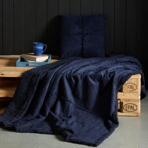 Lot coussin carré et plaid effet sherpa  125x150   45x45cm…