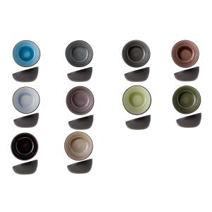 Lot de 10 Bols ovales en Grès, multicolore, D12XH8,2 cm