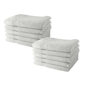 Lot de 10 draps de bain 100% coton blanc 50x90