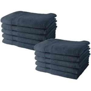 Lot de 10 draps de bain 100% coton bleu gris 50x90