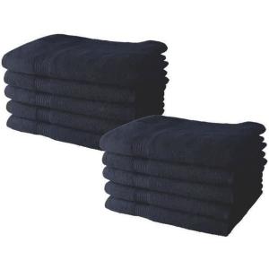 Lot de 10 draps de bain 100% coton bleu marine 50x90