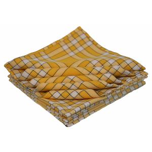 Lot de 10 serviettes de tables carreaux vichy en coton jaune