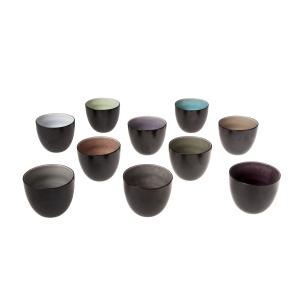 Lot de 10 Tasses ovales en Grès, multicolore, D7XH6 cm