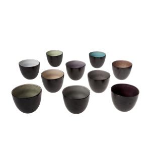 Lot de 10 Tasses ovales en Grès, multicolores, D8,7XH7cm