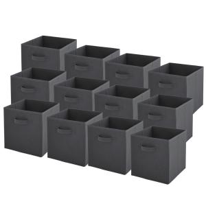 Lot de 12 bacs de rangement  - gris anthracite - 27x27x27cm