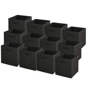 Lot de 12 bacs de rangement  - noir - 27x27x27cm