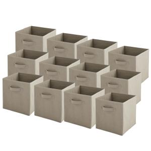 Lot de 12 bacs de rangement - taupe - 27x27x27cm