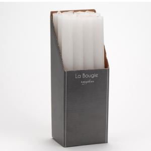 Lot de 12 bougie   25 cm   blanc en cire