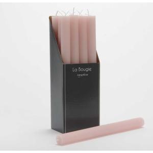 Lot de 12 bougie flambeau 25 cm   rose en cire
