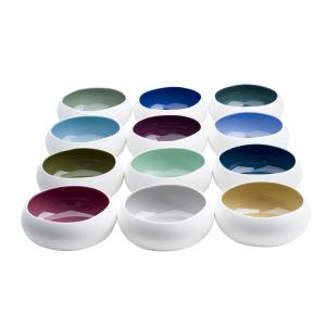 Lot de 12 Coupes en Porcelaine, multicolore, D16 X H6,5 cm