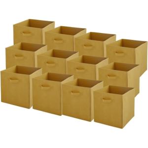 Lot de 12 paniers pliables en tissu jaune moutarde 31 x 31…