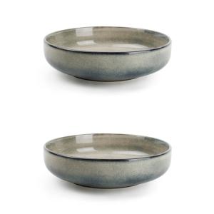 Lot de 2 assiette creuse vert en grès 22xh6cm