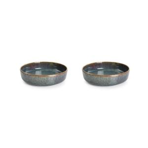 Lot de 2 assiettes creuse bleu en porcelaine 16xh4cm