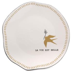 Lot de 2 assiettes de présentation    multicolores en grès
