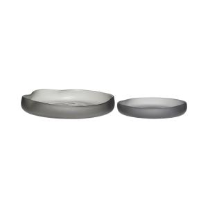 Lot de 2 assiettes en verre gris fumé