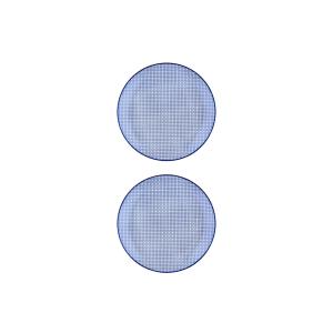 Lot de 2 assiettes plates en porcelaine bleu D26