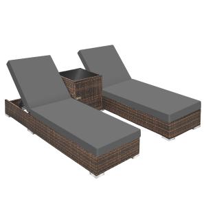 Lot de 2 Bains de soleil design luxueux Table avec rangemen…