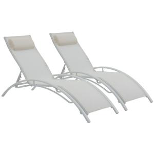 Lot de 2 bains de soleil en aluminium ecru L181