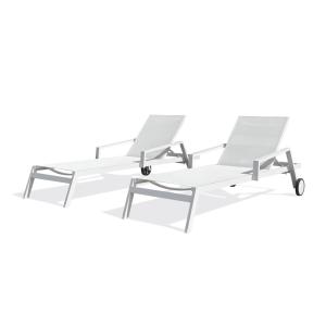 Lot de 2 bains de soleil en aluminium et toile plastifiéehe