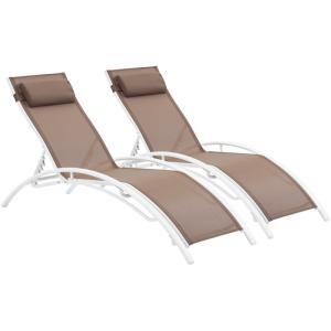Lot de 2 bains de soleil en aluminium marron L181