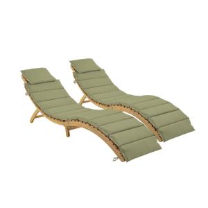 Lot de 2 bains de soleil en bois d'acacia coussin kaki en p…