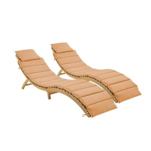 Lot de 2 bains de soleil en bois d'acacia coussin pêche en…