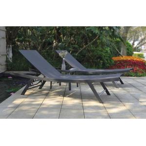 Lot de 2 bains de soleil et table basse polyester gris anth…