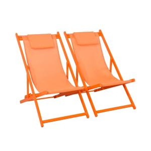 Lot de 2 bains de soleil et textilene orange