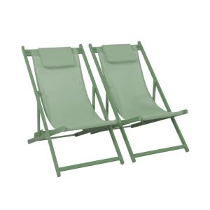 Lot de 2 bains de soleil et textilene vert