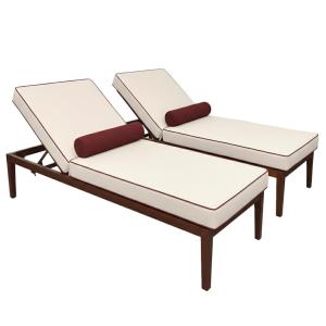 Lot de 2 bains de soleil inclinable effet bois écru et bord…