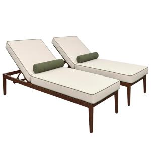 Lot de 2 bains de soleil inclinable effet bois écru et vert…