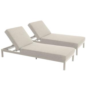 Lot de 2 bains de soleil inclinable en aluminium crème