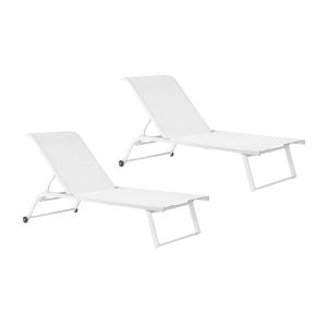 Lot de 2 bains de soleil inclinables en aluminium et tissu…