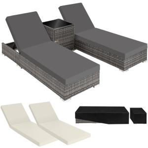 Lot de 2 bains de soleil résine tressée aluminium table ran…