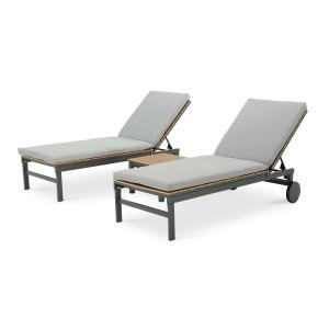 Lot de 2 bains de soleil   table d'appoint