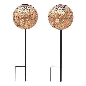 Lot de 2 balises solaires à piquer Acier Marron H45CM