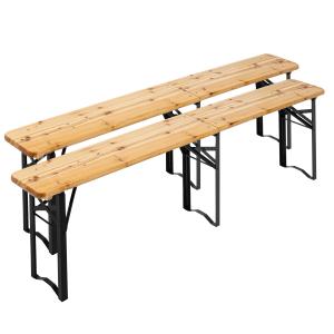 Lot de 2 bancs brasserie en bois pliants 218 cm