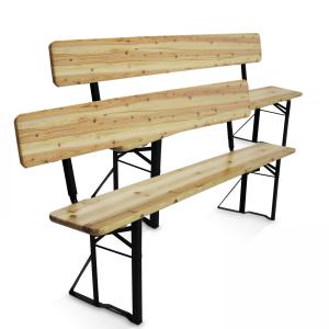 Lot de 2 bancs en bois pliants brasserie avec dossier