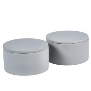 Lot de 2 boites à coton rondes d.12 cm en ciment gris