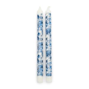 Lot de 2 bougies de table, bleues et blanches