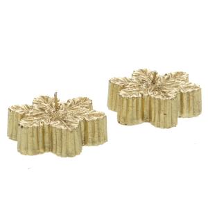 Lot de 2 bougies feuilles es or en cire