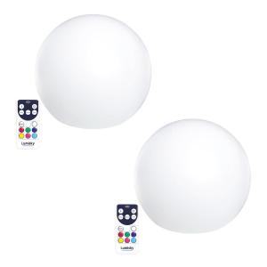 Lot de 2 boules lumineuses sans fil LED Polyéthylène Blanc…