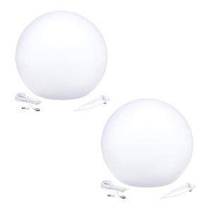 Lot de 2 boules lumineuses solaires Polyéthylène Blanc d30c…