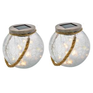 Lot de 2 boules solaires Verre Transparent H13CM